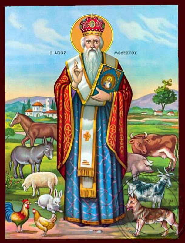 Saint Modestus, Archbishop of Jerusalem, Full Body - Nazarene Art